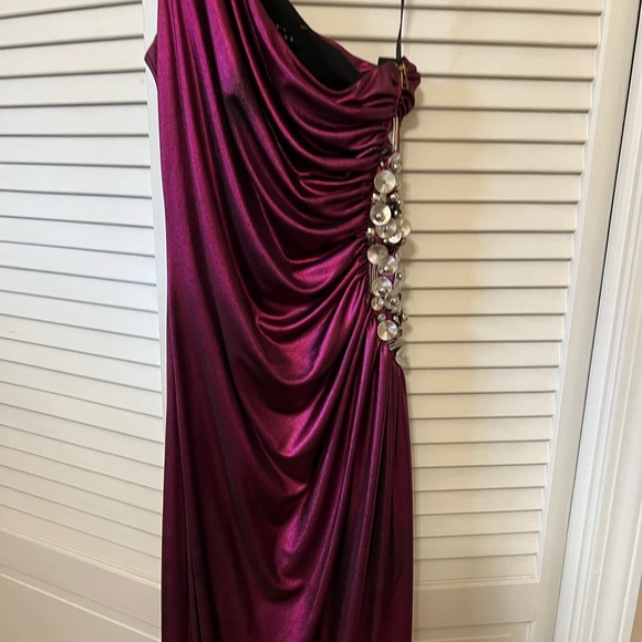 Robert Rodriguez Purple Metallic One Shoulder Gown Size 4 - Picture 14 of 16